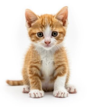 A Fluffy Ginger Kitten Posing with Innocence - Generative AI