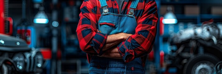 Skilled male carpenter working with tools in workshop on blurred background with space for text