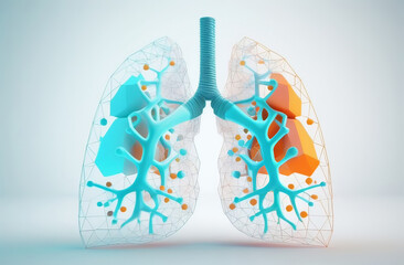 human lungs over plain background
