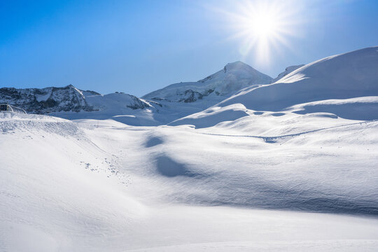 Winter snow covered mountain, Saas-Fee, Switzerland
