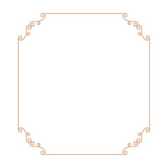 Thin gold beautiful decorative vintage frame for your design. Making menus, certificates, salons and boutiques. Gold frame on a dark background. Space for your text. Vector illustration. - 761345729