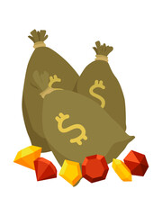 Businessman success symbol. Valuable treasures. Ambitious and challenging to succeed in business. Vector cartoon illustration