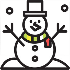 snowman, icon colored outline