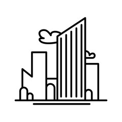 City buildings line icon. Office building, apartment house, business area. Urban life concept. Can be used for topics like town, big city, architecture or logo