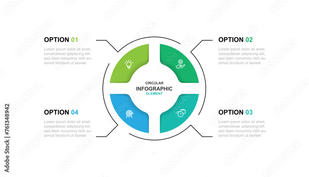 Poster Design template infographic vector element with circular style and 4 step process suitable for web presentation and business information