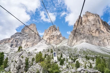 Foto auf Glas Telecabina Sassolungo, South Tyrol, Italy © robertdering