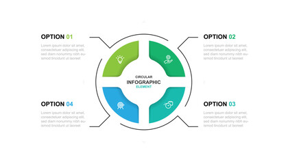 Design template infographic vector element with circular style and 4 step process suitable for web presentation and business information