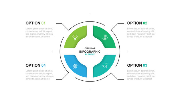 Design template infographic vector element with circular style and 4 step process suitable for web presentation and business information