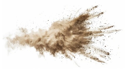 Dry soil explosion isolated on white background - obrazy, fototapety, plakaty