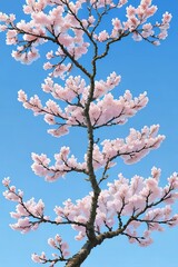 Obraz premium Pink Chinese or saucer magnolia flowers, Magnolia x soulangeana, against a blue sky