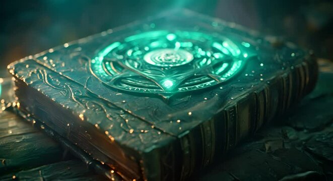 Eldritch runes glowing on an ancient grimoire