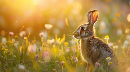 Hare in Spring Meadow Wildlife