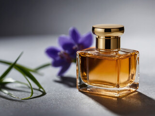 Bottle of perfume with floral scent
