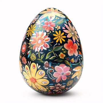 Happy Easter painted easter egg Image of an egg with floral ornament