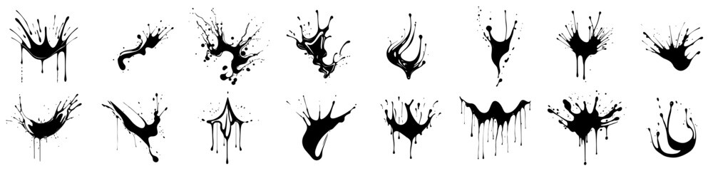 farm splatters, black splashes, abstract art, black vector