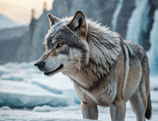 Arctic Wolf in the frozen north - 761354303