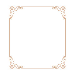 Thin gold beautiful decorative vintage frame for your design. Making menus, certificates, salons and boutiques. Gold frame on a dark background. Space for your text. Vector illustration. - 761354583