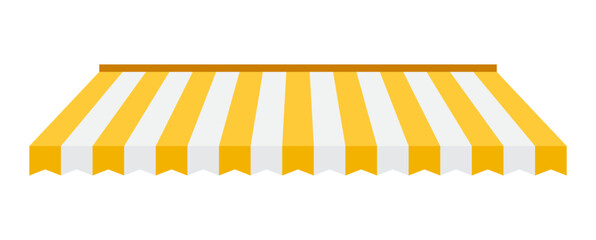Shop tent canopy awning stripe yellow white illustration vector
