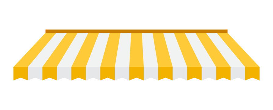 Shop tent canopy awning stripe yellow white illustration vector
