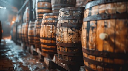 Rustic countryside barn for craft beer production, artisans brewing hoppy concoctions