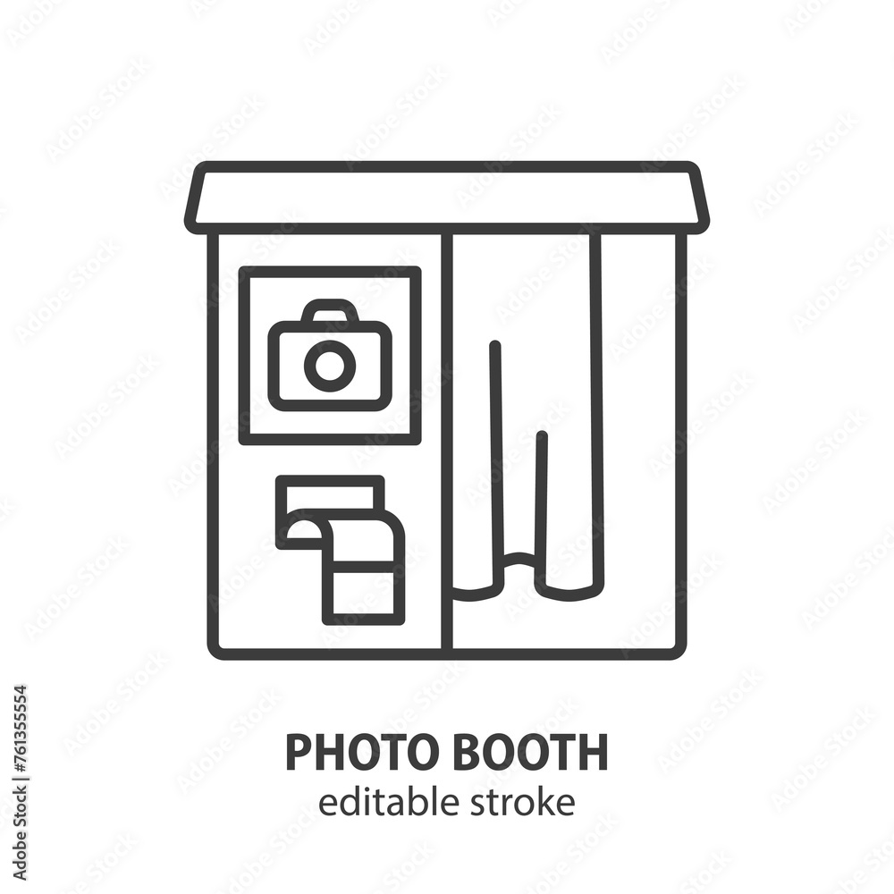 Wall mural photo booth line icon. retro photo kiosk vector illustration. editable stroke.