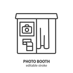Photo booth line icon. Retro photo kiosk vector illustration. Editable stroke. - 761355554