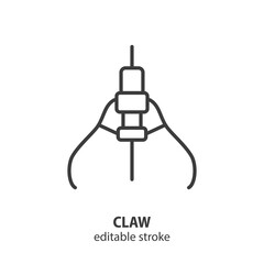 Toy vending machine claw line icon. Arcade game crane vector illustration. Editable stroke. - 761355557