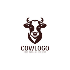 Elegant cow head with negative space design