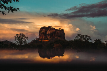 Sunset landscape of Sigiriya lion´s rock in sri lanka