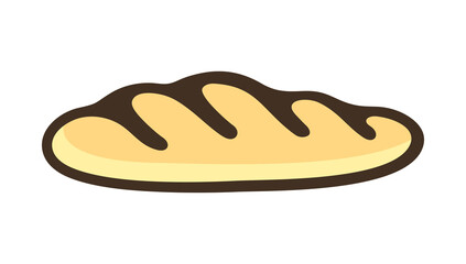 Bread, baguette, long loaf and loaf. Bake and bakery, food and meal, illustration