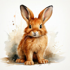 Watercolor Lionhead rabbit, clipart Illustration, Generative Ai