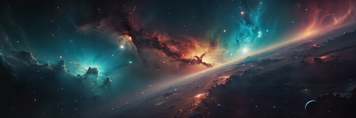 Colorful space galaxy, supernova nebula background