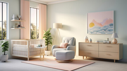 Whimsical Elegance: A Pink and White Oasis, Infused with Bold Design Elements, Transforms into a Serene Nursery, Radiating Warmth and Charm in Every Delightful Detail.