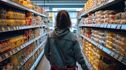 woman shopping in the supermarket created with Generative AI technology