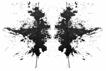 Black and white Rorschach inkblot test image with a symmetrical pattern