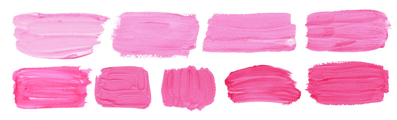 Vector collection of hand painted gouache and acrylic pink banners for backgrounds...
