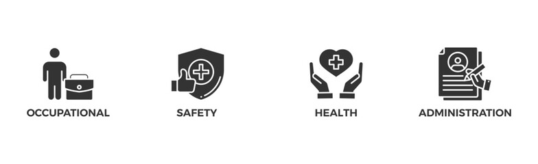 OSHA banner web icon vector illustration concept for occupational safety and health administration with an icon of worker, protection, healthcare, and procedure	