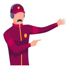 Racing car pit stop mechanics. Engineers team in uniform changing wheels, tires. Auto maintenance service, quick repair