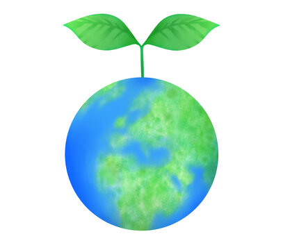 earth with green leaves, blue and green clip art preview