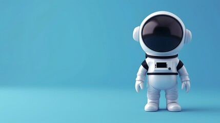 Cartoon Astronaut Waving on a Blue Background