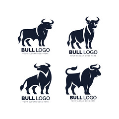 Monochrome Bull Logos with Sample Text
