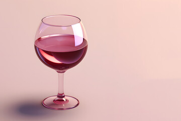 Elegant Glass of Red Wine in 3D Clay Icon Style