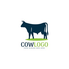 Stylized cow silhouette with brand text