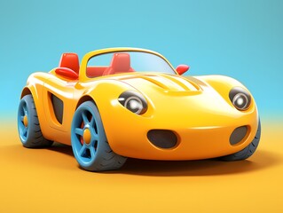 Vibrant Orange Cartoon Sports Car in Pristine Condition