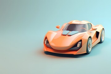 Sleek Cartoon Sports Car on a Teal Background