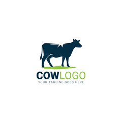 Cow silhouette in green and blue gradient