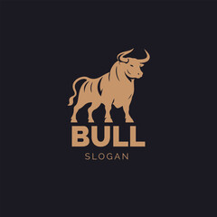 Majestic Golden Bull Logo on Black Background