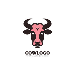 Modern Cow Logo with Pink Accents and Text