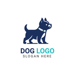 Cute dog in silhouette style logo concept