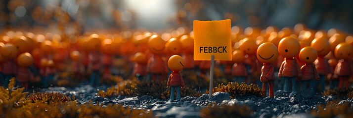 Individual Holding a FEEDBACK Sign Stands Out,
Humble Acorns Scattered On The Forest Floor A Background
